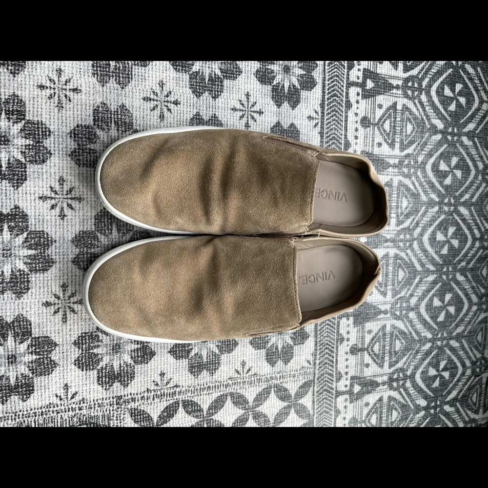 Vince tan suede slip on sneaker